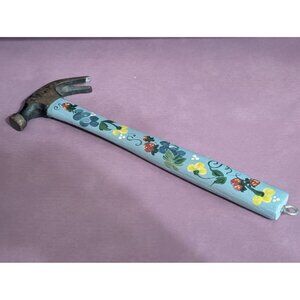 Hand-Painted Decorative Hammer With Floral & Berry Design